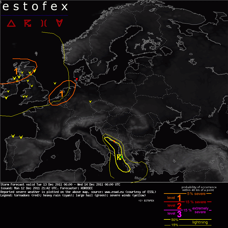 Estofex level 1 - Nederland 13-12-2001