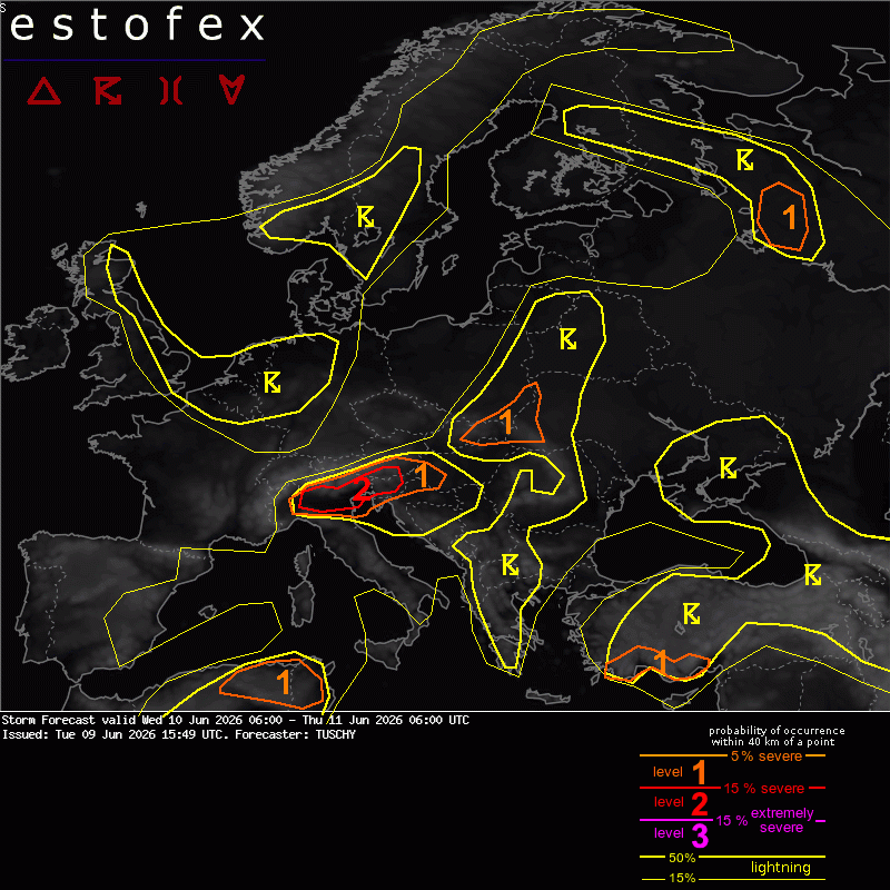 Estofex verwachting European Storm Forecast Experiment