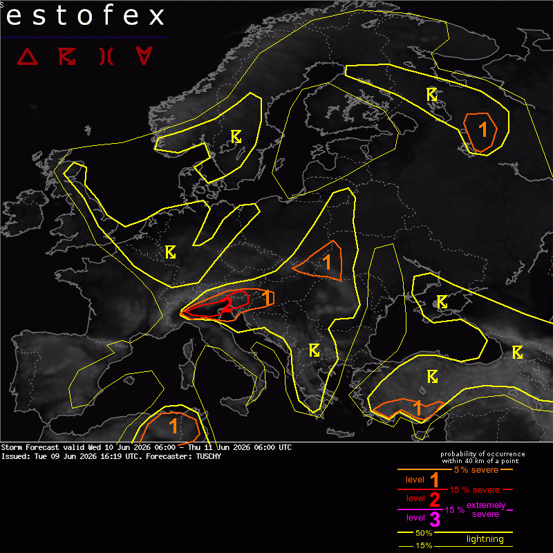 Estofex verwachting European Storm Forecast Experiment
