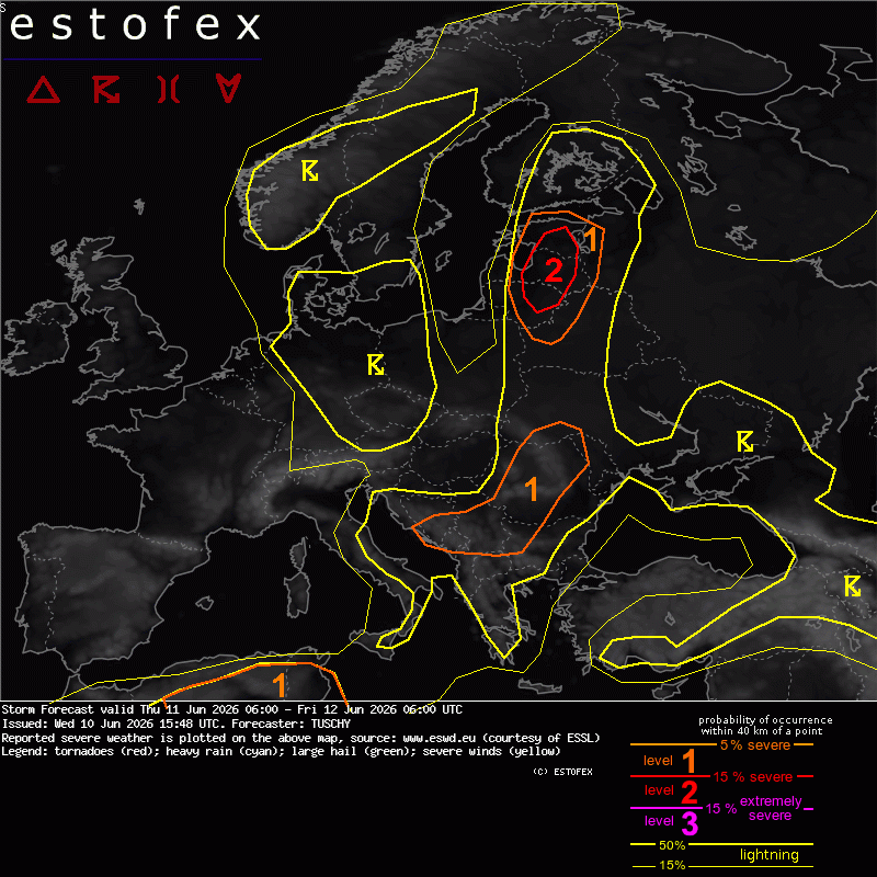 Estofex verwachting European Storm Forecast Experiment