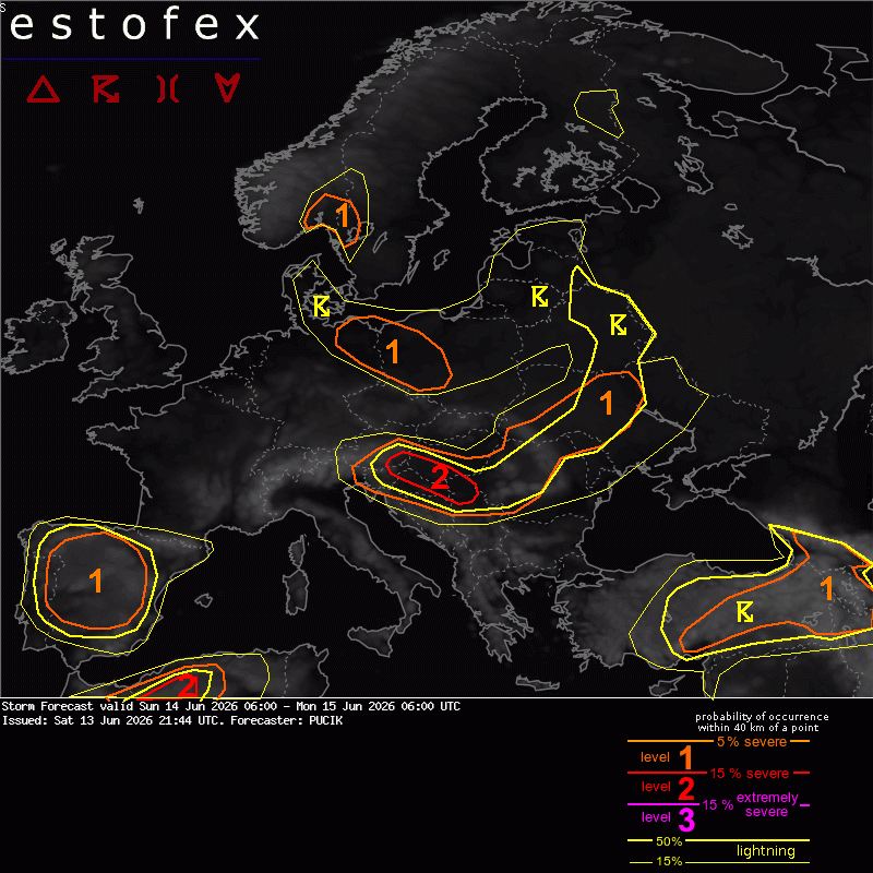 Estofex verwachting European Storm Forecast Experiment