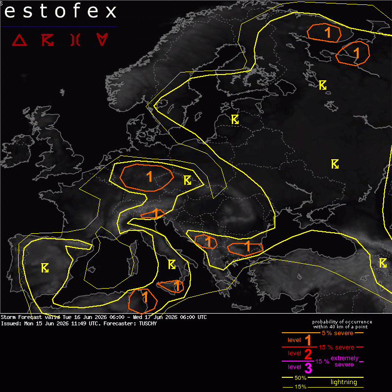 Estofex verwachting European Storm Forecast Experiment