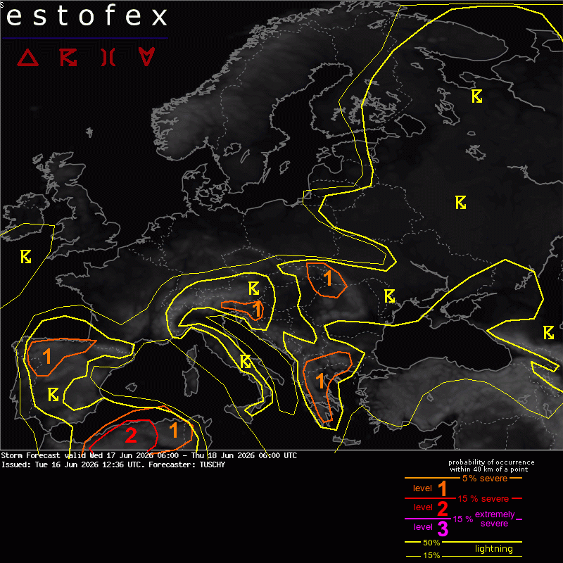 Estofex verwachting European Storm Forecast Experiment