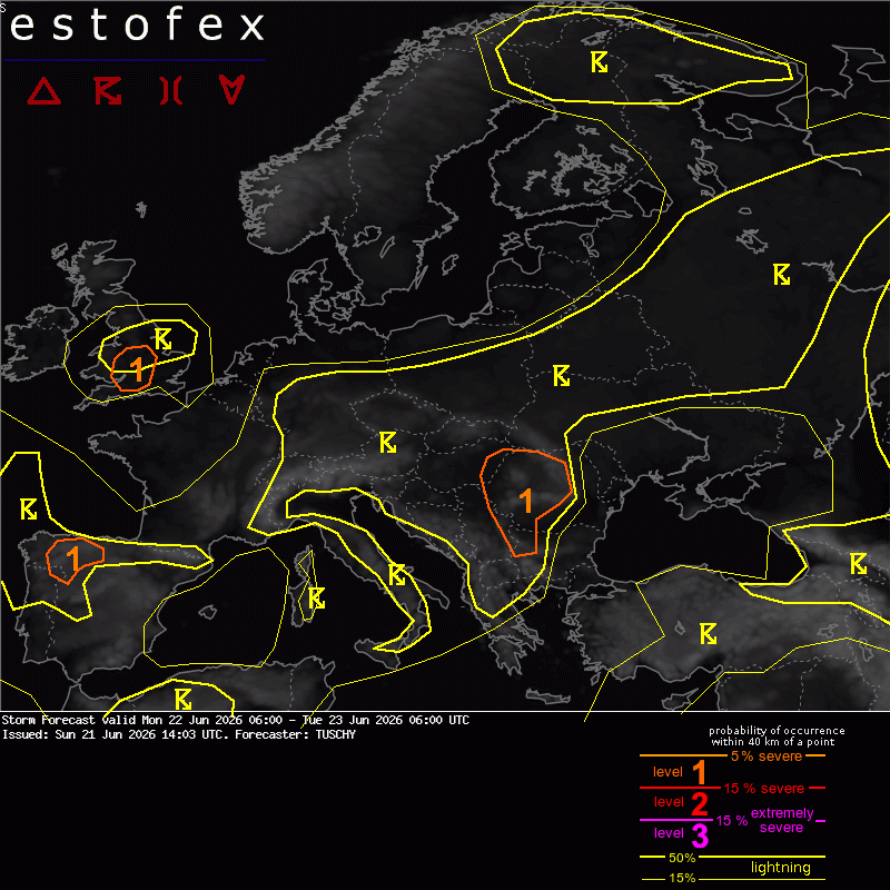 Estofex verwachting European Storm Forecast Experiment