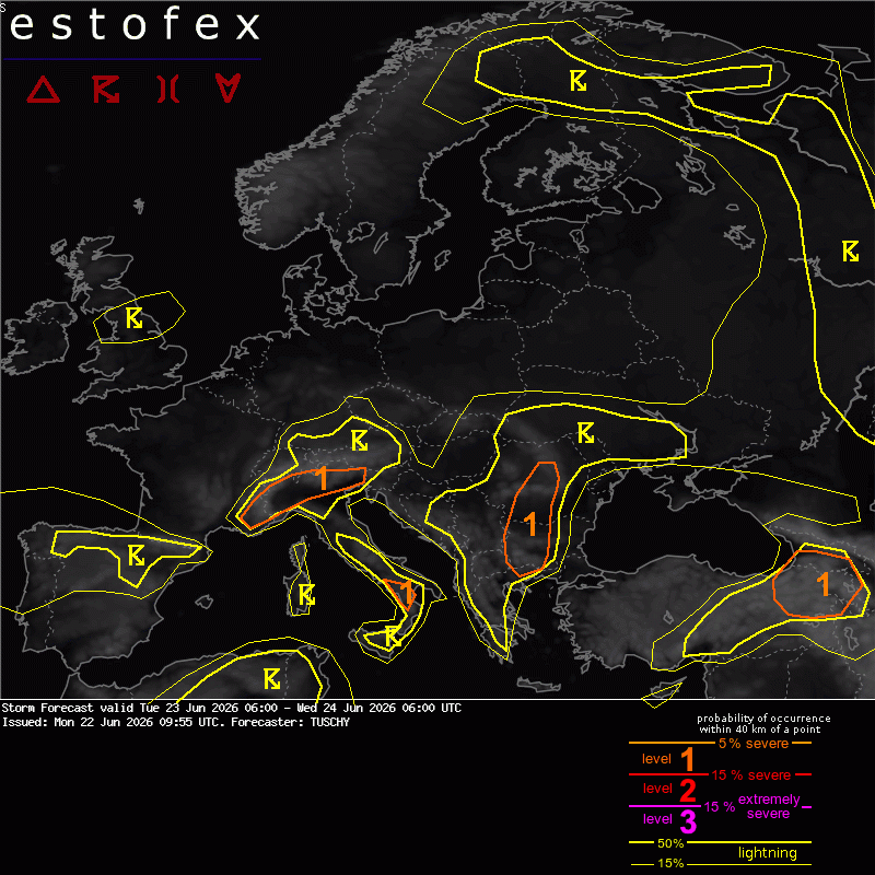 Estofex verwachting European Storm Forecast Experiment