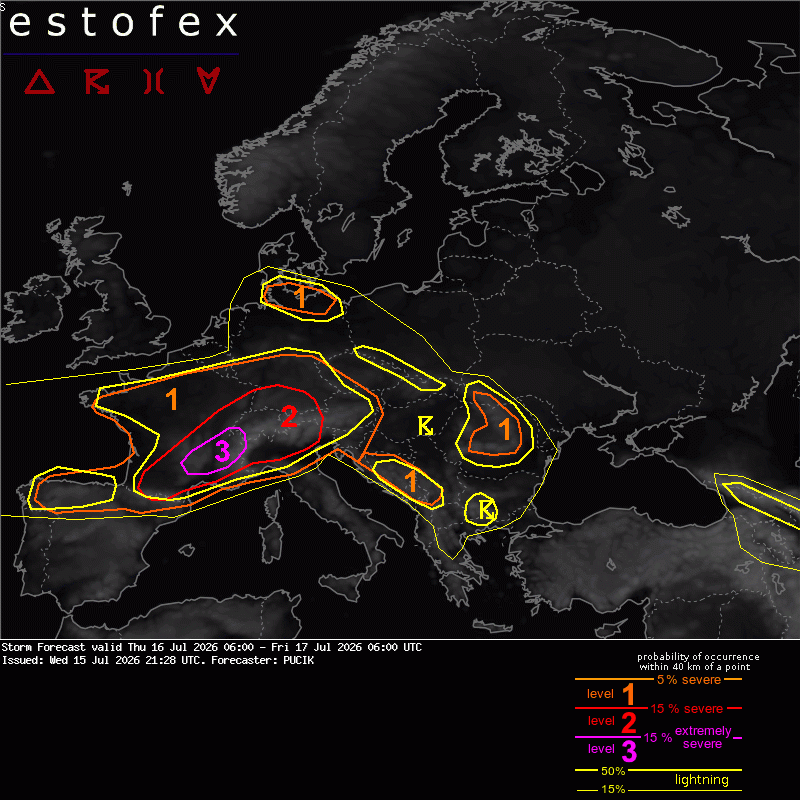 Estofex verwachting European Storm Forecast Experiment