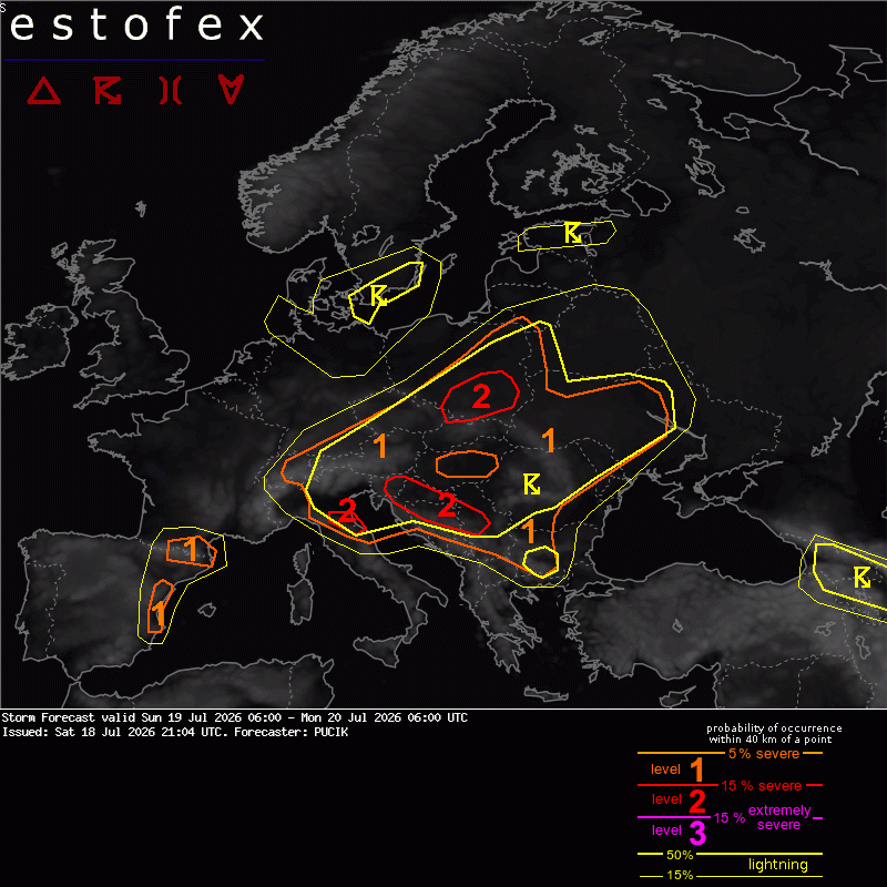 Estofex verwachting European Storm Forecast Experiment