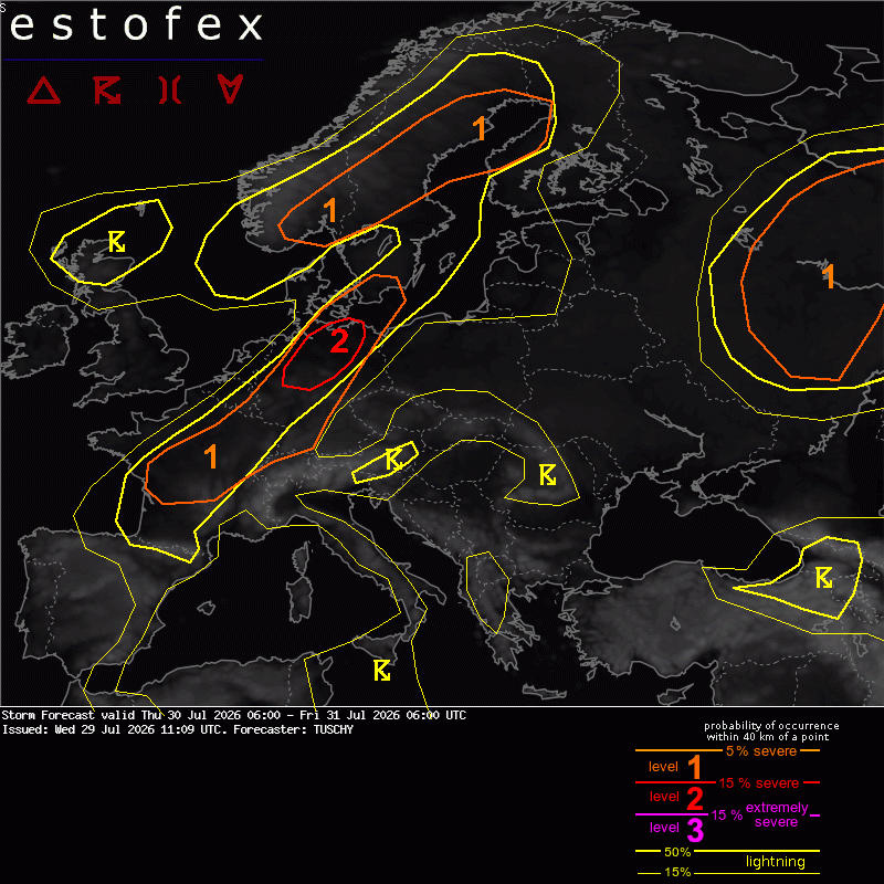 Estofex verwachting European Storm Forecast Experiment