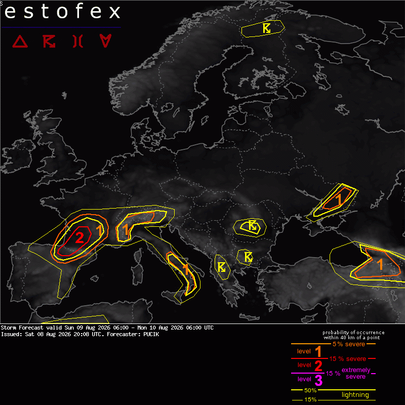 Estofex verwachting European Storm Forecast Experiment