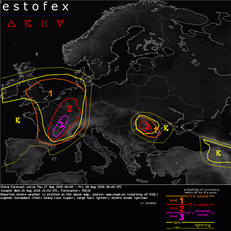 Estofex verwachting European Storm Forecast Experiment