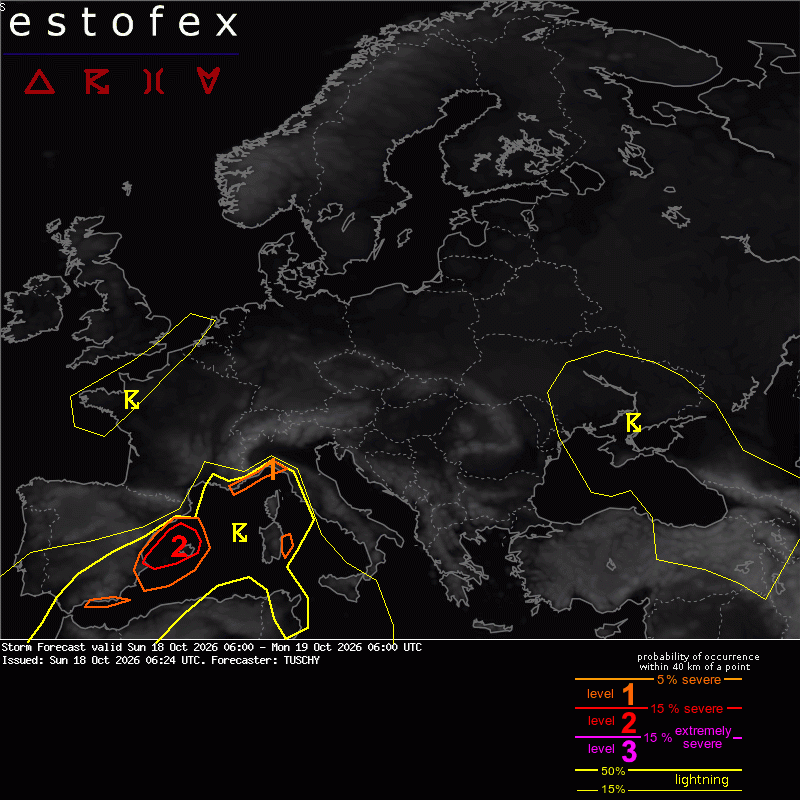 Estofex verwachting European Storm Forecast Experiment